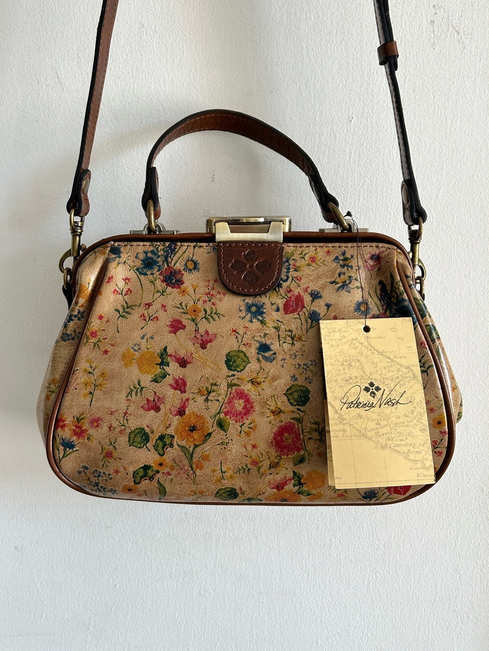 Patricia Nash floral Italian leather satchel